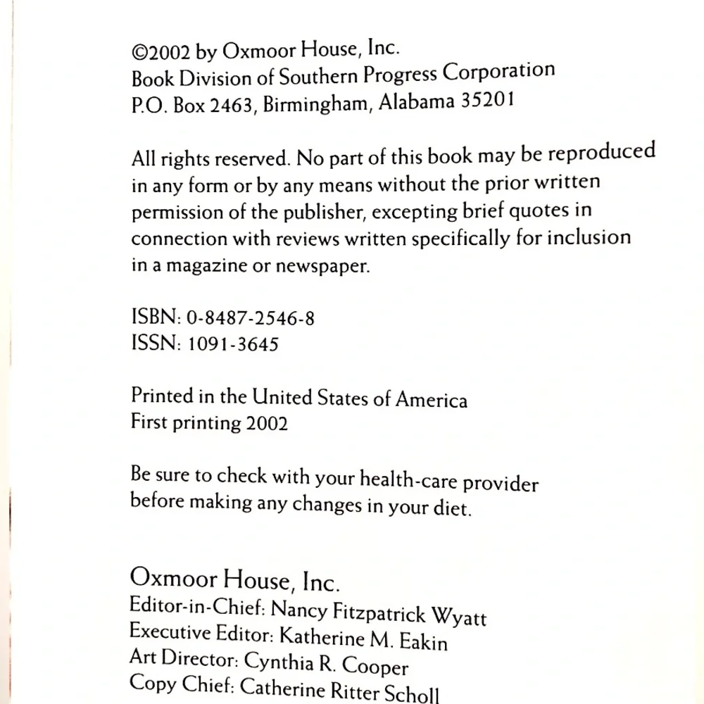 Cooking Light Annual Recipes 2003 Hard Cover Cookbook